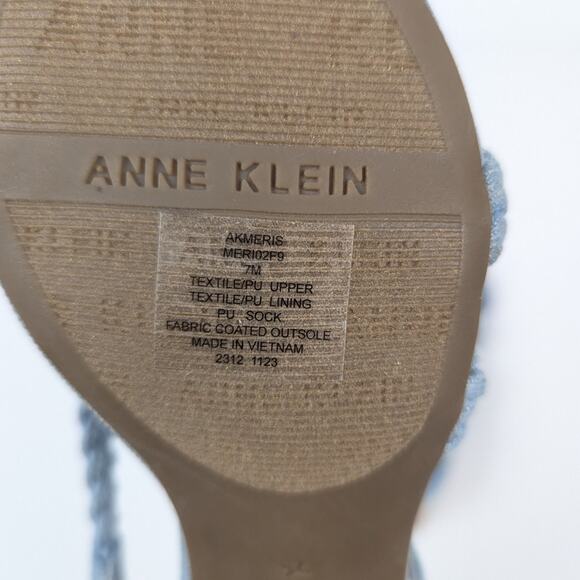 Anne Klein Meris Blue Denim Woven Braided Block Heel Sandals Size 7 - Picture 10 of 10